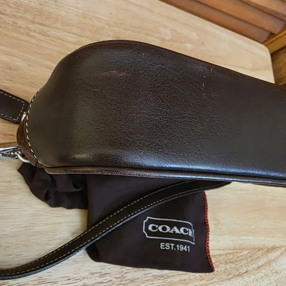 Vintage Coach Hampton Demi Baguette Brown Suede And Leather Shoulder Bag - Picture 8 of 16